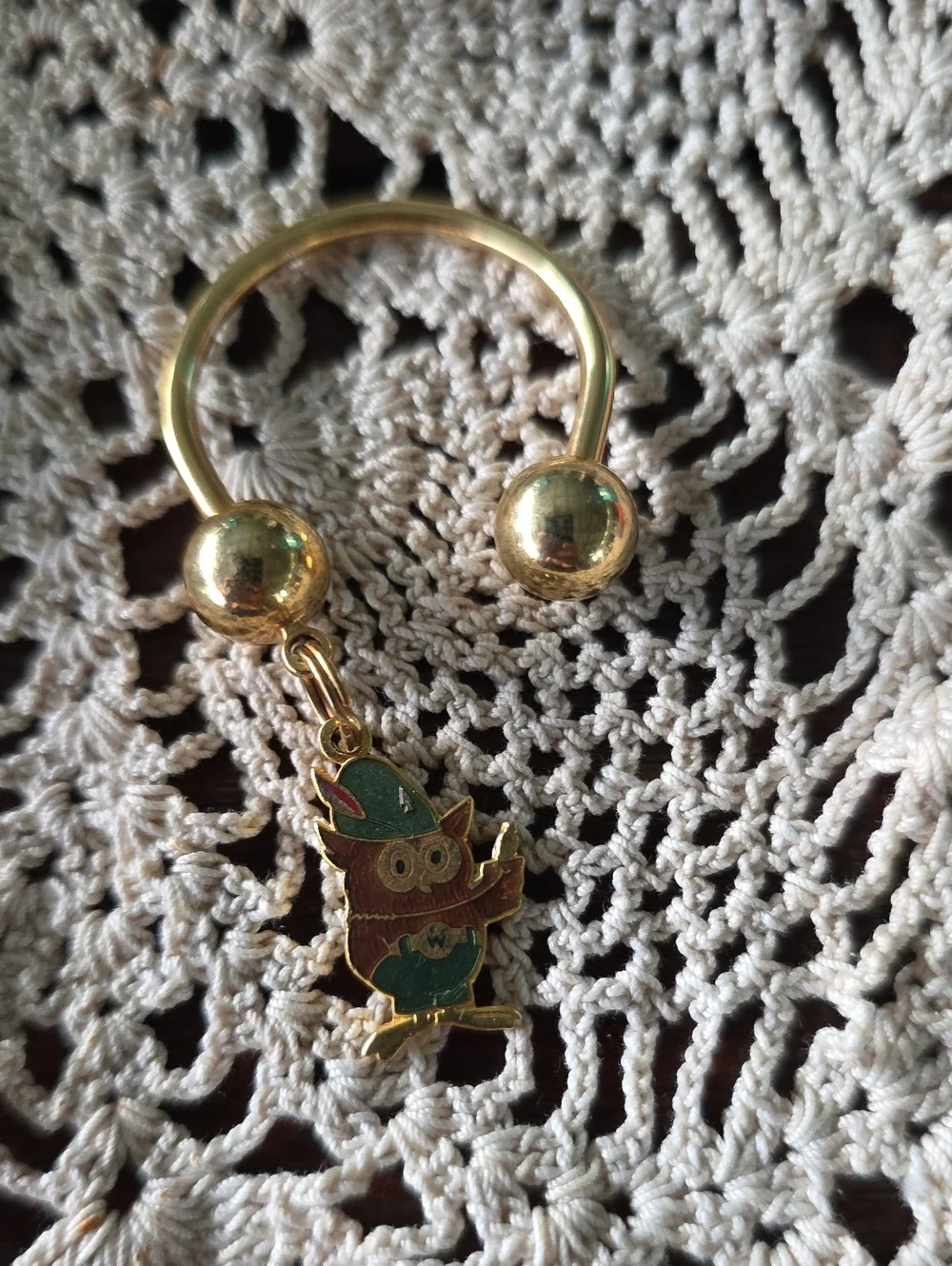 Vintage 1970s Woodsy Owl Enamel Horseshoe Screwball Key Ring NOS Vintage Gift